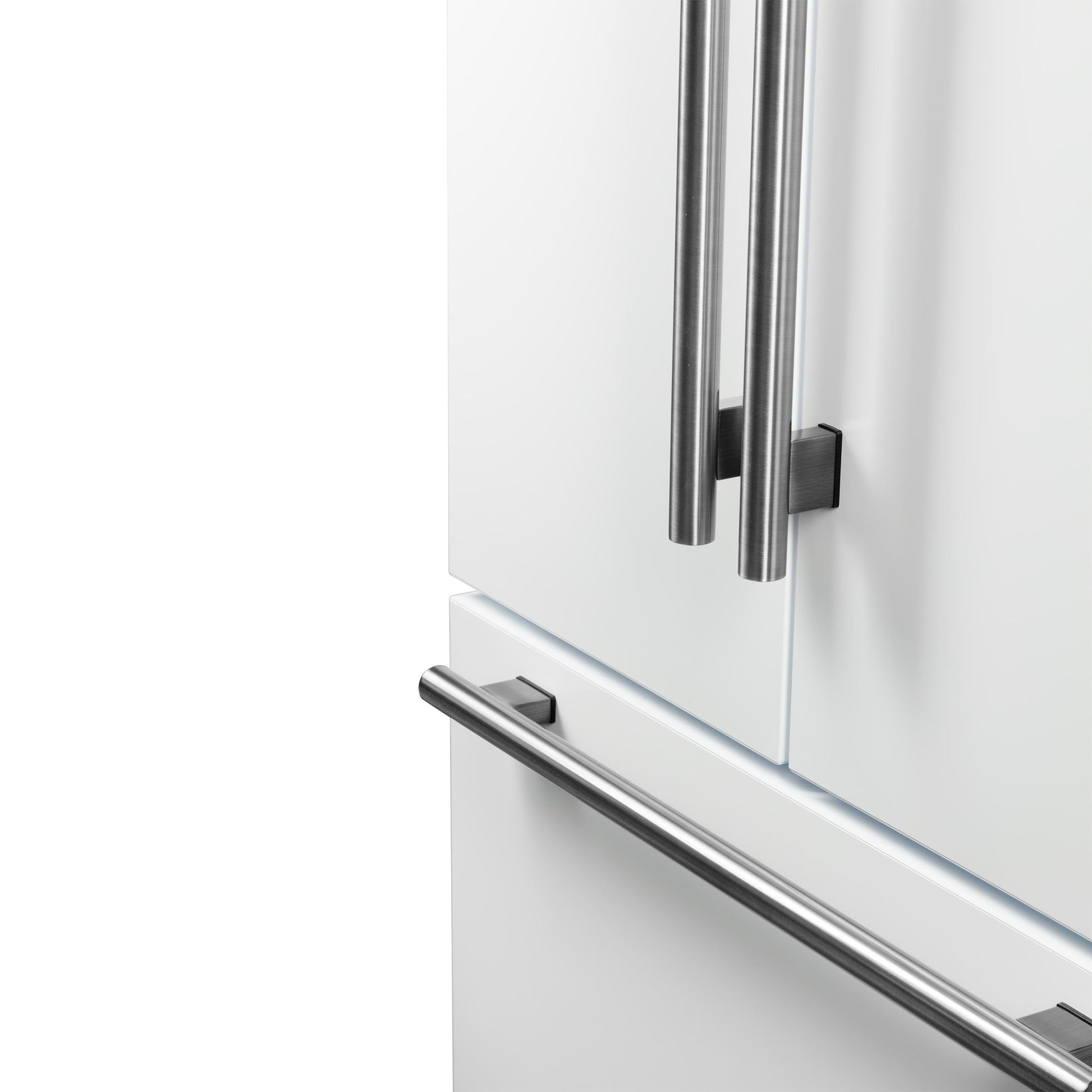 Forno FFFFD178336WHT Forno Rivello 36 Inch French Door Refrigerator In White With Antique Brass, Internal Water Dispenser, Filtered Ice, Adjustable Shelves, Energy Star Certified