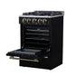 Forno FFSGS627224BLK Forno Breno 24 Inch Freestanding Gas Range In Black With Antique Brass, Compact Design
