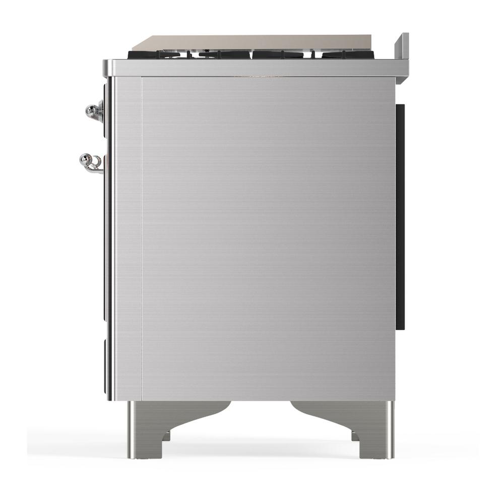 Ilve UM60FSQNR3SSCLP Ilve Um60Fsqnr3Ssclp Majestic Iii 60 Inch Dual Fuel Range With 7 Burners, Griddle And French Top, Dual Function Burner With Up To 25,000 Btu (Liquid Propane, Solid Door, Stainless Steel, Chrome)