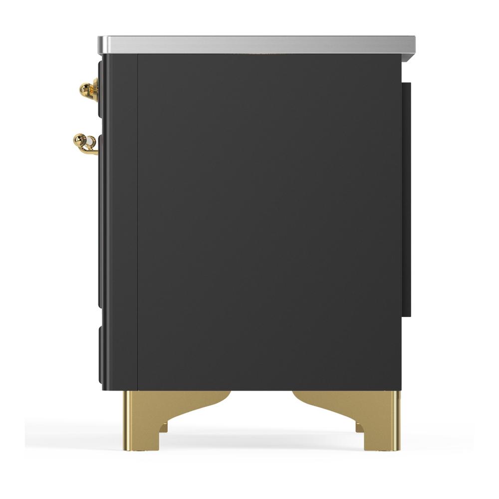Ilve UMIB36NR3MGG Ilve Umib36Nr3Mgg Majestic Iii 36 Inch Induction Range With 6 Elements, 3.5 Cu. Ft. Total Oven Capacity (Triple Glass Door, Graphite Matte, Brass)