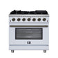 Forno FFSGS623936WHT Forno Massimo 36-Inch White Freestanding Gas Range, 6 Sealed Burners, Convection Oven, Energy Efficient