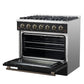 Forno FFSGS624436BLK Forno Galiano 36-Inch Freestanding Gas Range In Black With Antique Brass Design, 6 Burners, 83,000 Btu, 5.36 Cu.Ft. Convection Oven