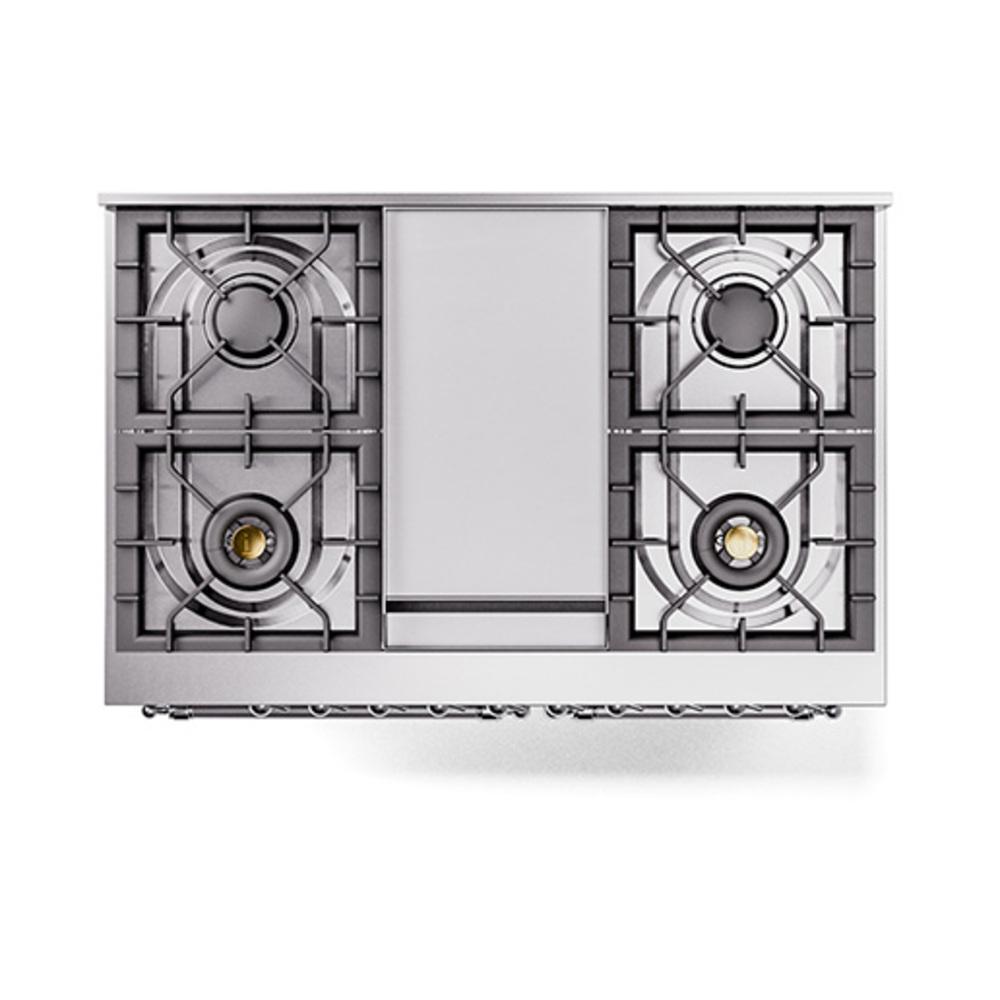Ilve UND40FQNMPSSC Ilve Und40Fqnmpssc Nostalgie Ii Noblesse 40" Dual Fuel Range (Natural Gas, Solid Door, Stainless Steel, Chrome)