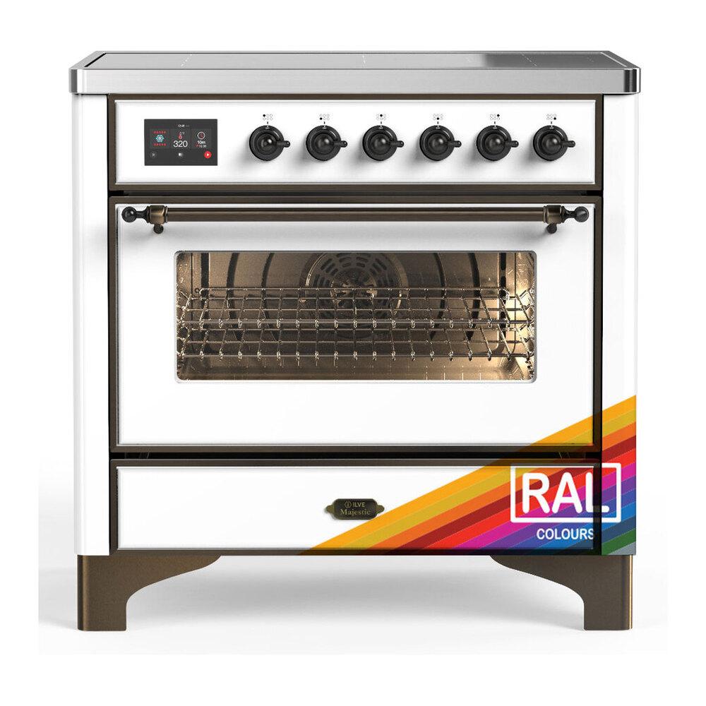 Ilve UMIB36NR3RAB Ilve Umib36Nr3Rab Majestic Iii 36 Inch Induction Range With 6 Elements, 3.5 Cu. Ft. Total Oven Capacity (Triple Glass Door, Ral, Burnished)