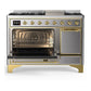 Ilve UM48FQNR3SSGLP Ilve Um48Fqnr3Ssglp Majestic Iii 48 Inch Dual Fuel Range With 8 Burners And Griddle, Dual Function Burner Up To 25,000 Btu (Liquid Propane, Solid Door, Stainless Steel, Brass)