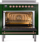 Ilve UPI366NMPEGP Nostalgie Ii 36 Inch Electric Freestanding Range In Emerald Green With Copper Trim
