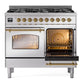 Ilve UPD406NMPSSGLP Ilve Upd406Nmpssglp Nostalgie Ii 40 Inch Dual Fuel Range With 6 Total Black Brass Burners (Limited Edition) (Liquid Propane, Stainless Steel)