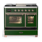 Ilve UMD40FNR3EGP Ilve Umd40Fnr3Egp Majestic Iii 40 Inch Dual Fuel Range With 6 Burners And Griddle, Dual Function Burner Up To 25,000 Btu (Natural Gas, Triple Glass Door, Emerald Green, Copper)