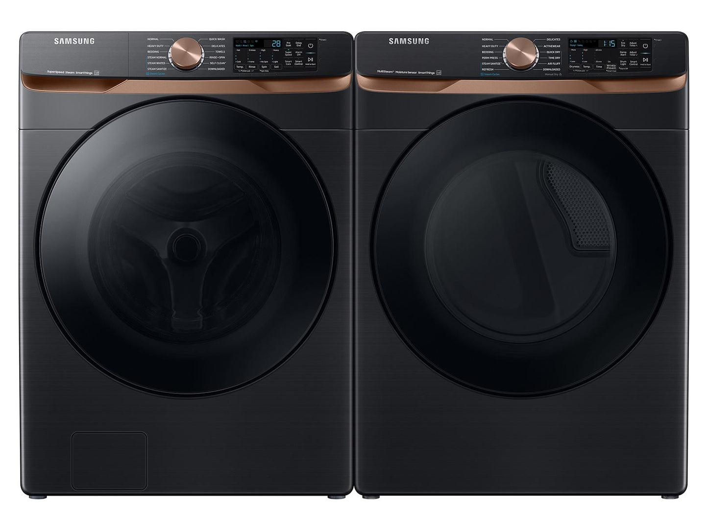 Samsung F1668783396714 Extra Large Capacity Smart Front Load Washer And Electric Dryer Set With Super Speed Wash, Steam Sanitize+, And Sensor Dry In Brushed Black