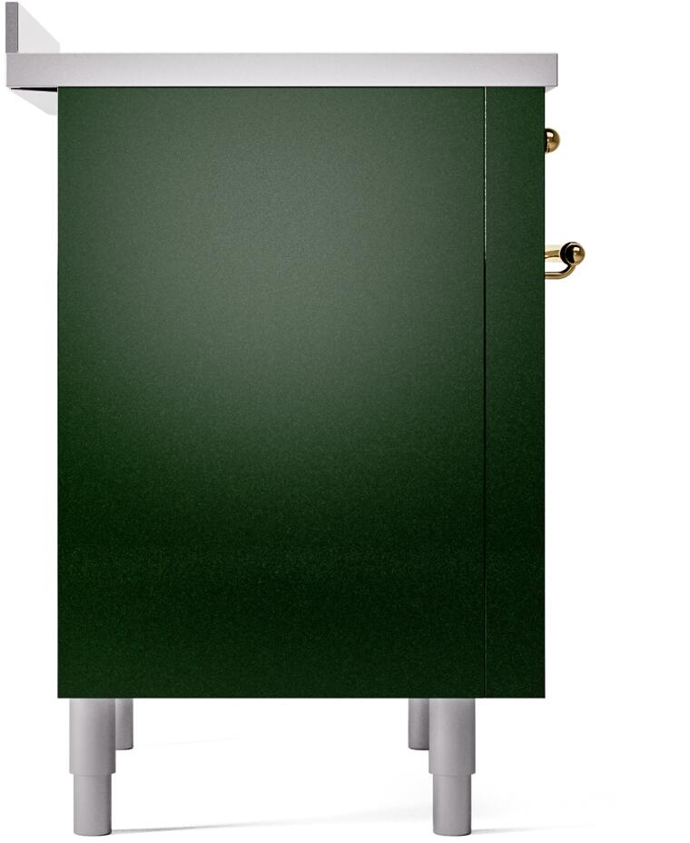 Ilve UPI366NMPEGG Nostalgie Ii 36 Inch Electric Freestanding Range In Emerald Green With Brass Trim