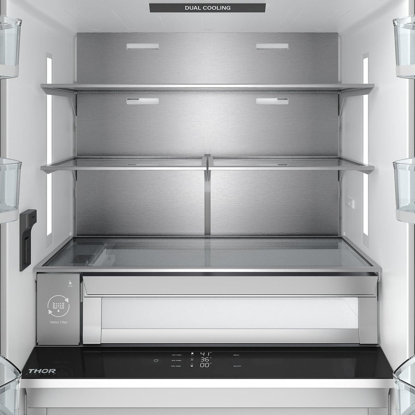 Thor Kitchen TRF3603FD 36 Inch Counter Depth Freestanding French Door Refrigerator With Internal Water And Ice