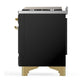 Ilve UM36FNR3BKGLP Ilve Um36Fnr3Bkglp Majestic Iii 36 Inch Dual Fuel Range With 6 Black Brass Burners And Griddle, Dual Function Burner Up To 25,000 Btu (Triple Glass Door, Glossy Black, Brass, Liquid Propane)