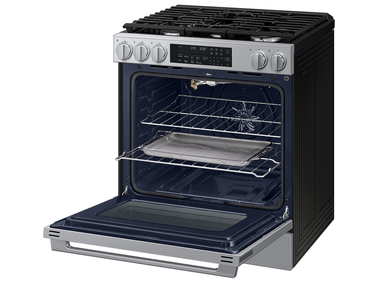 Samsung NSG90H63SRAA Bespoke Smart Slide-In Dual Fuel Range Pro Style Elite Design Illuminated Knobs Air Fry Max