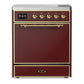 Ilve UMIB30QNR3BUG Ilve Umib30Qnr3Bug Majestic Iii 30 Inch Induction Range With 4 Elements, 4 Cu. Ft. Oven Capacity (Solid Door, Burgundy, Brass)