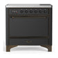 Ilve UMIB36QNR3MGB Ilve Umib36Qnr3Mgb Majestic Iii 36 Inch Induction Range With 6 Elements, 3.5 Cu. Ft. Total Oven Capacity (Solid Door, Graphite Matte, Burnished)