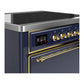 Ilve UMIB36QNR3MBG Ilve Umib36Qnr3Mbg Majestic Iii 36 Inch Induction Range With 6 Elements, 3.5 Cu. Ft. Total Oven Capacity (Solid Door, Midnight Blue, Brass)