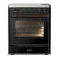 Ilve UMIB30NR3BKB Ilve Umib30Nr3Bkb Majestic Iii 30 Inch Induction Range With 4 Elements, 4 Cu. Ft. Oven Capacity (Triple Glass Door, Glossy Black, Burnished)