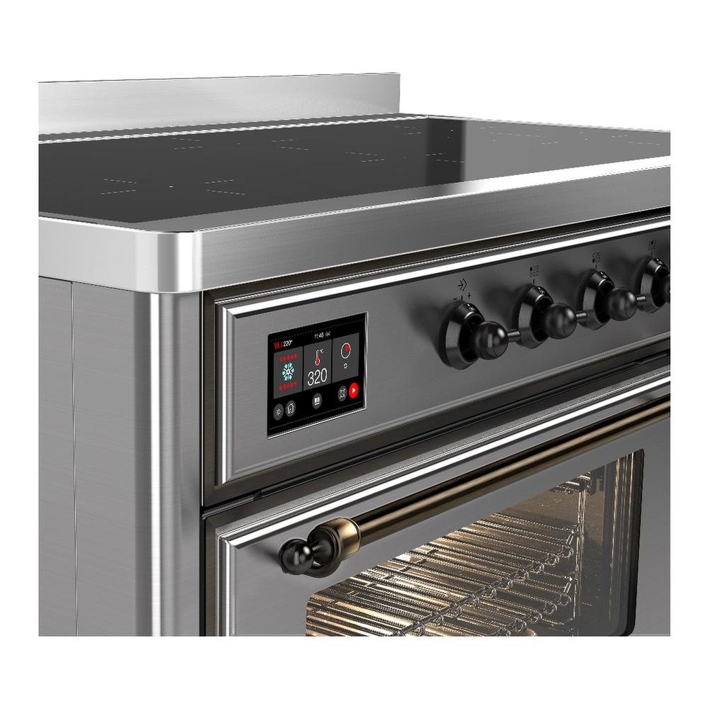 Ilve UMIB48NR3SSB Ilve Umib48Nr3Ssb Majestic Iii 48 Inch Induction Range With 6 Elements, 5.02 Cu. Ft. Total Oven Capacity (Triple Glass Door, Stainless Steel, Burnished)