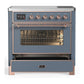 Ilve UMIB36NR3BGP Ilve Umib36Nr3Bgp Majestic Iii 36 Inch Induction Range With 6 Elements, 3.5 Cu. Ft. Total Oven Capacity (Triple Glass Door, Blue Grey, Copper)
