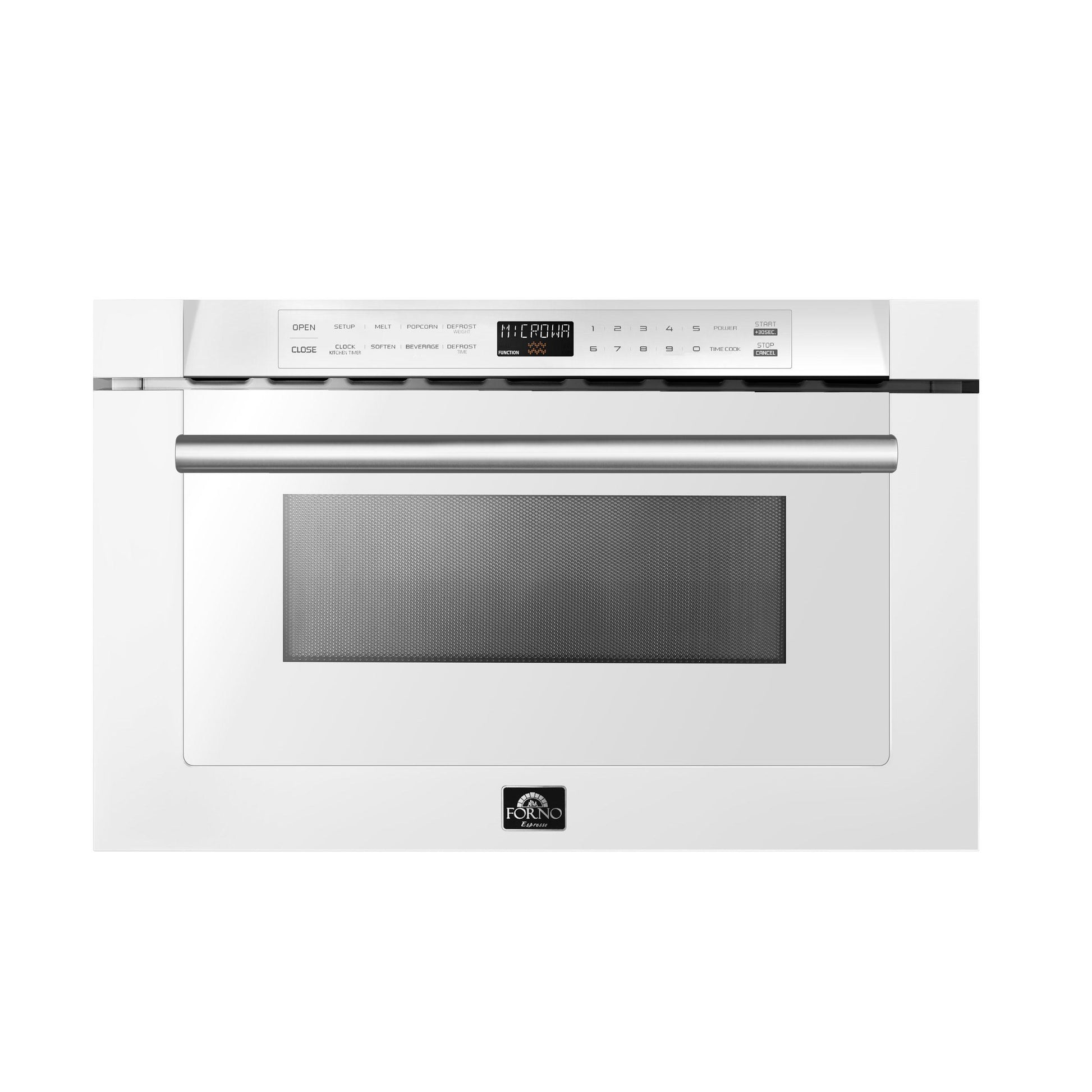 Forno FMWDR300024WHT Forno Capoliveri Espresso 24-Inch Microwave Drawer, White, 1.2 Cu.Ft, 1500 Watts, Built-In, Touch Control Lcd Display, Auto-Touch Open/Close, 11 Power Levels, Sensor Cooking