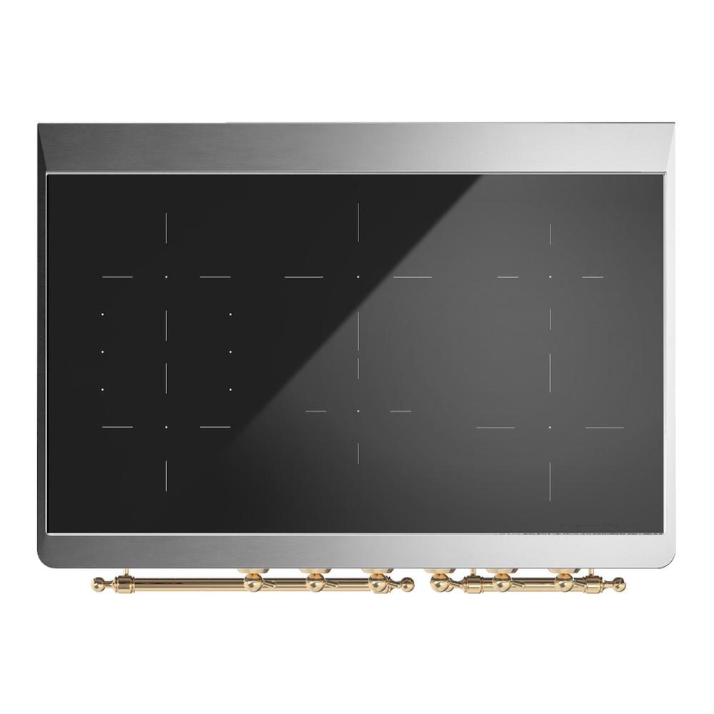 Ilve UMDIB40NR3MGG Ilve Umdib40Nr3Mgg Majestic Iii 40 Inch Induction Range With 6 Elements, 3.82 Cu. Ft. Total Oven Capacity (Triple Glass Door, Graphite Matte, Brass)