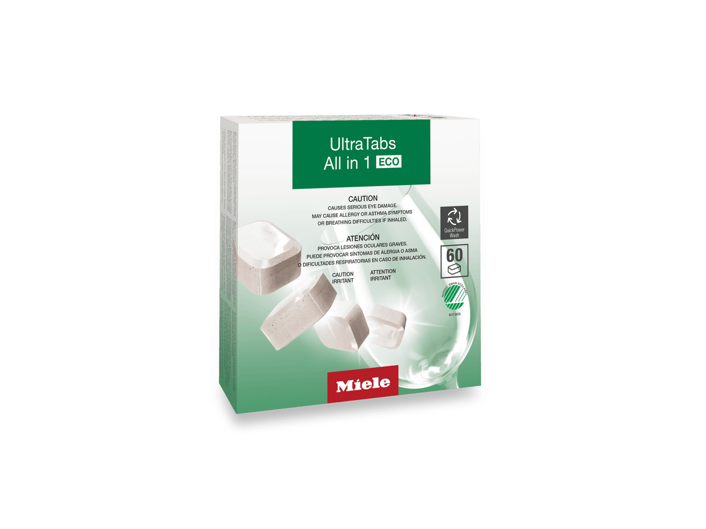 Miele GSCL0602TE Ultratabs All In 1 Eco, 60 Tabs - For Best Cleaning Results, Certified With Nordic Swan Ecolabel.