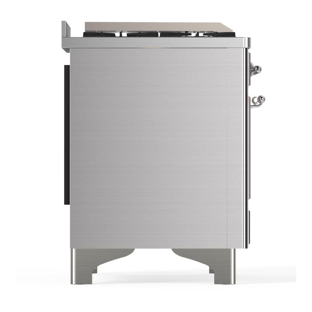 Ilve UM60FNR3SSC Ilve Um60Fnr3Ssc Majestic Iii 60 Inch Dual Fuel Range With 9 Burners And Griddle, Dual Function Burner Up To 25,000 Btu (Natural Gas, Triple Glass Door, Stainless Steel, Chrome)