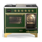 Ilve UMD40FNR3EGG Ilve Umd40Fnr3Egg Majestic Iii 40 Inch Dual Fuel Range With 6 Burners And Griddle, Dual Function Burner Up To 25,000 Btu (Natural Gas, Triple Glass Door, Emerald Green, Brass)