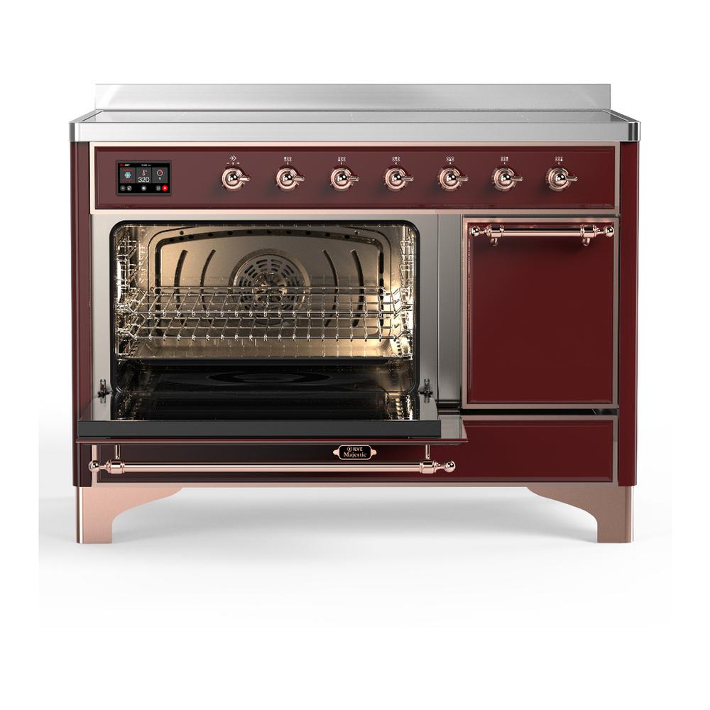 Ilve UMIB48QNR3BUP Ilve Umib48Qnr3Bup Majestic Iii 48 Inch Induction Range With 6 Elements, 5.02 Cu. Ft. Total Oven Capacity (Solid Door, Burgundy, Copper)