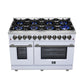 Forno FFSGS612548WHT Forno Massimo 48 Inch Freestanding Dual Fuel Range In White With Antique Brass Accessories, 8 Burners, 6.58 Cu. Ft. Convection Oven