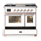 Ilve UMD40FNR3WHPLP Ilve Umd40Fnr3Whplp Majestic Iii 40 Inch Dual Fuel Range With 6 Burners And Griddle, Dual Function Burner Up To 25,000 Btu (Liquid Propane, Triple Glass Door, White, Copper)