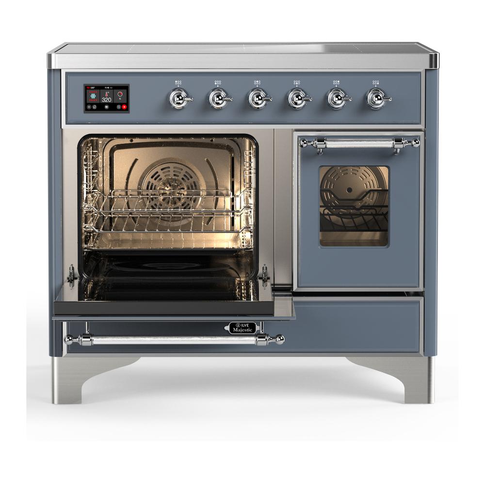 Ilve UMDIB40NR3BGC Ilve Umdib40Nr3Bgc Majestic Iii 40 Inch Induction Range With 6 Elements, 3.82 Cu. Ft. Total Oven Capacity (Triple Glass Door, Blue Grey, Chrome)