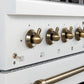 Forno FFSGS611336WHT Forno Antico 36-Inch Dual Fuel Range White And Antique Brass Design With 6 Sealed Gas Burners And Electric Convection Oven