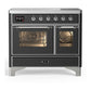 Ilve UMDIB40NR3MGC Ilve Umdib40Nr3Mgc Majestic Iii 40 Inch Induction Range With 6 Elements, 3.82 Cu. Ft. Total Oven Capacity (Triple Glass Door, Graphite Matte, Chrome)