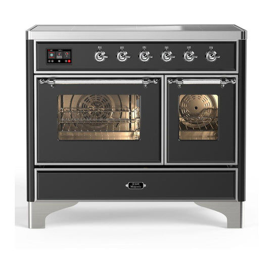 Ilve UMDIB40NR3MGC Ilve Umdib40Nr3Mgc Majestic Iii 40 Inch Induction Range With 6 Elements, 3.82 Cu. Ft. Total Oven Capacity (Triple Glass Door, Graphite Matte, Chrome)