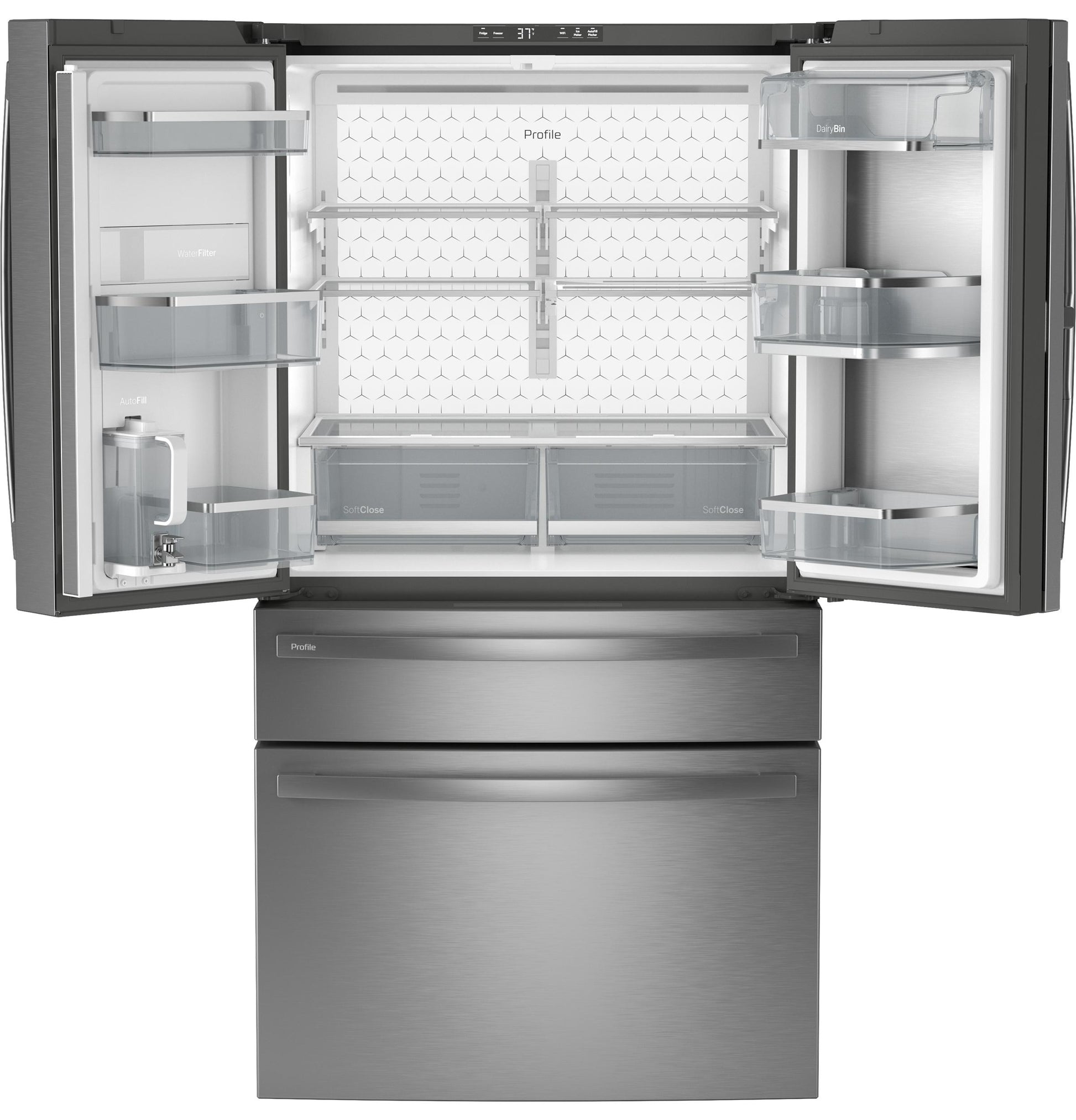 Ge Appliances PGD29BYTFS Ge Profile™ Series Energy Star® 29 Cu. Ft. Smart Fingerprint Resistant 4-Door French-Door Refrigerator With Door In Door