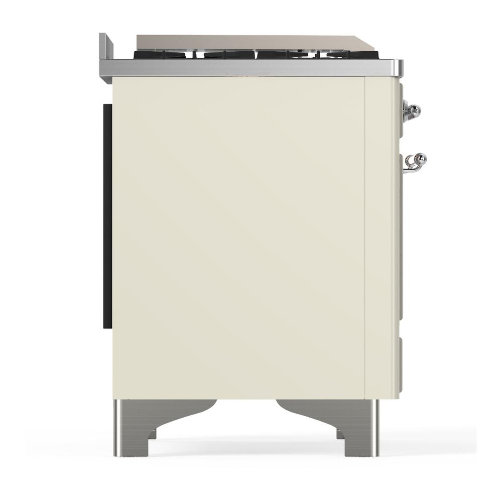 Ilve UM60FQNR3AWC Ilve Um60Fqnr3Awc Majestic Iii 60 Inch Dual Fuel Range With 9 Burners And Griddle, Dual Function Burner Up To 25,000 Btu (Natural Gas, Solid Door, Antique White, Chrome)
