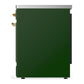 Ilve UMIB30QNR3EGG Ilve Umib30Qnr3Egg Majestic Iii 30 Inch Induction Range With 4 Elements, 4 Cu. Ft. Oven Capacity (Solid Door, Emerald Green, Brass)