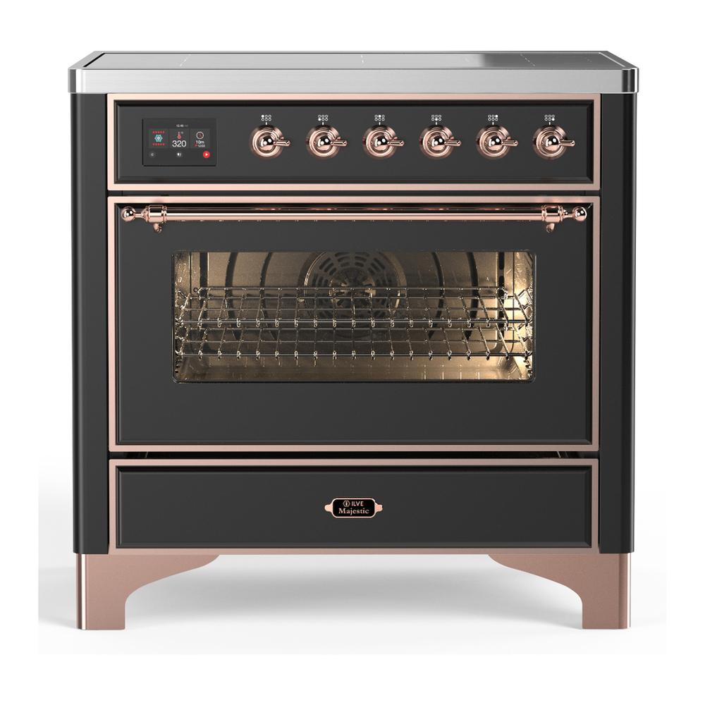 Ilve UMIB36NR3MGP Ilve Umib36Nr3Mgp Majestic Iii 36 Inch Induction Range With 6 Elements, 3.5 Cu. Ft. Total Oven Capacity (Triple Glass Door, Graphite Matte, Copper)