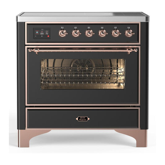 Ilve UMIB36NR3MGP Ilve Umib36Nr3Mgp Majestic Iii 36 Inch Induction Range With 6 Elements, 3.5 Cu. Ft. Total Oven Capacity (Triple Glass Door, Graphite Matte, Copper)