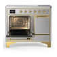 Ilve UMDIB40QNR3SSG Ilve Umdib40Qnr3Ssg Majestic Iii 40 Inch Induction Range With 6 Elements, 3.82 Cu. Ft. Total Oven Capacity (Solid Door, Stainless Steel, Brass)
