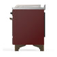 Ilve UM48FSQNR3BUB Ilve Um48Fsqnr3Bub Majestic Iii 48 Inch Dual Fuel Range With 5 Black Brass Burners, Griddle And French Top, Dual Function Burner Up To 25,000 Btu (Natural Gas, Solid Door, Burgundy, Burnished)