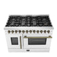 Forno FFSGS635648WHT Forno Galiano 48-Inch French Door Dual Fuel Range, White & Antique Brass Design, 8 Sealed Burners - 107,000 Btu, Griddle, 6.58 Cu.Ft. Double Ovens