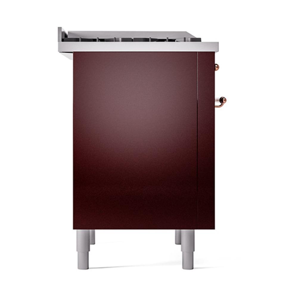 Ilve UN36FQNMPBUP Ilve Un36Fqnmpbup Nostalgie Ii Noblesse 36" Dual Fuel Range (Natural Gas, Solid Door, Burgundy, Copper)