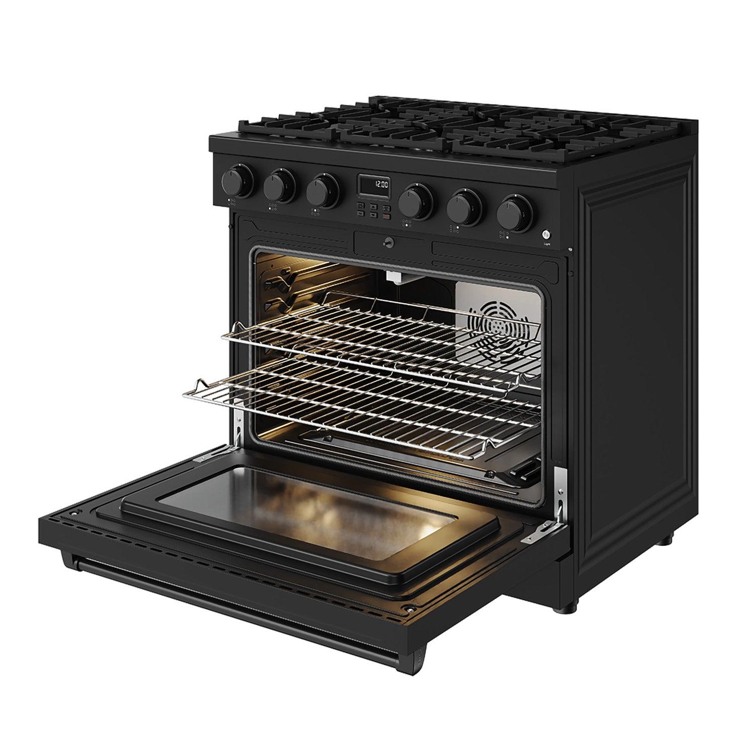 Thor Kitchen ARG36BLP 36 Inch Liquid Propane Range In Matte Black - Contemporary Professional