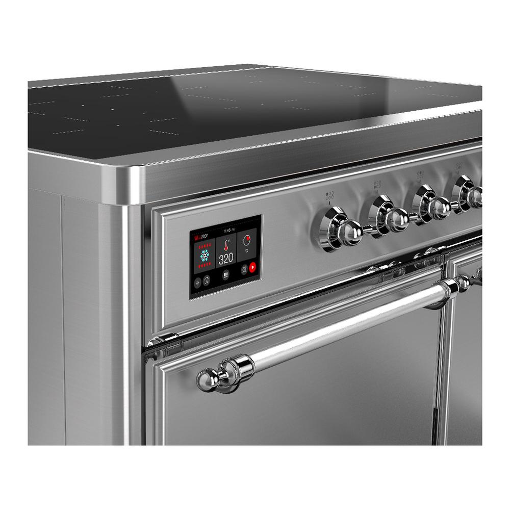 Ilve UMDIB40QNR3SSC Ilve Umdib40Qnr3Ssc Majestic Iii 40 Inch Induction Range With 6 Elements, 3.82 Cu. Ft. Total Oven Capacity (Solid Door, Stainless Steel, Chrome)