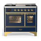 Ilve UMD40FNR3MBG Ilve Umd40Fnr3Mbg Majestic Iii 40 Inch Dual Fuel Range With 6 Burners And Griddle, Dual Function Burner Up To 25,000 Btu (Natural Gas, Triple Glass Door, Midnight Blue, Brass)
