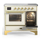Ilve UMDIB40NR3AWG Ilve Umdib40Nr3Awg Majestic Iii 40 Inch Induction Range With 6 Elements, 3.82 Cu. Ft. Total Oven Capacity (Triple Glass Door, Antique White, Brass)