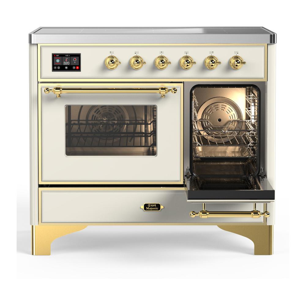 Ilve UMDIB40NR3AWG Ilve Umdib40Nr3Awg Majestic Iii 40 Inch Induction Range With 6 Elements, 3.82 Cu. Ft. Total Oven Capacity (Triple Glass Door, Antique White, Brass)