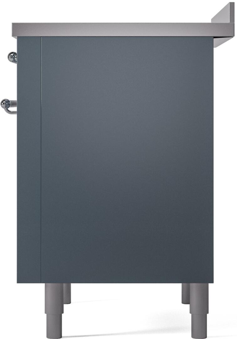 Ilve UPI366NMPBGC Nostalgie Ii 36 Inch Electric Freestanding Range In Blue Grey With Chrome Trim
